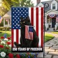 250 Years of Freedom Cat Flag, Patriotic Black Cat American Flag