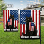 250 Years of Freedom Cat Flag, Patriotic Black Cat American Flag