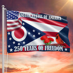 Ohio Flag, 250 Years of America Ohio State US Grommet Flag