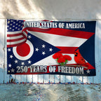 Ohio Flag, 250 Years of America Ohio State US Grommet Flag