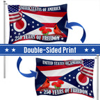 Ohio Flag, 250 Years of America Ohio State US Grommet Flag
