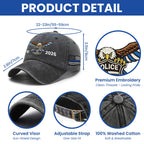 1776 2026 Thin Blue Line Washed Cap with Embroidered Police American Flag