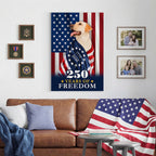 250 Years of Freedom Canvas Wall Art, Labrador Retriever Wrapped in Glory Decor