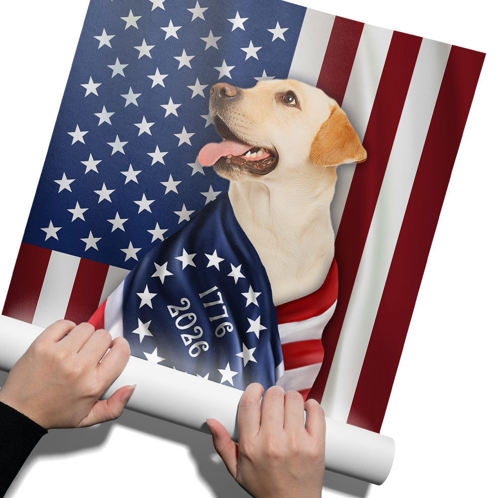 250 Years of Freedom Canvas Wall Art, Labrador Retriever Wrapped in Glory Decor