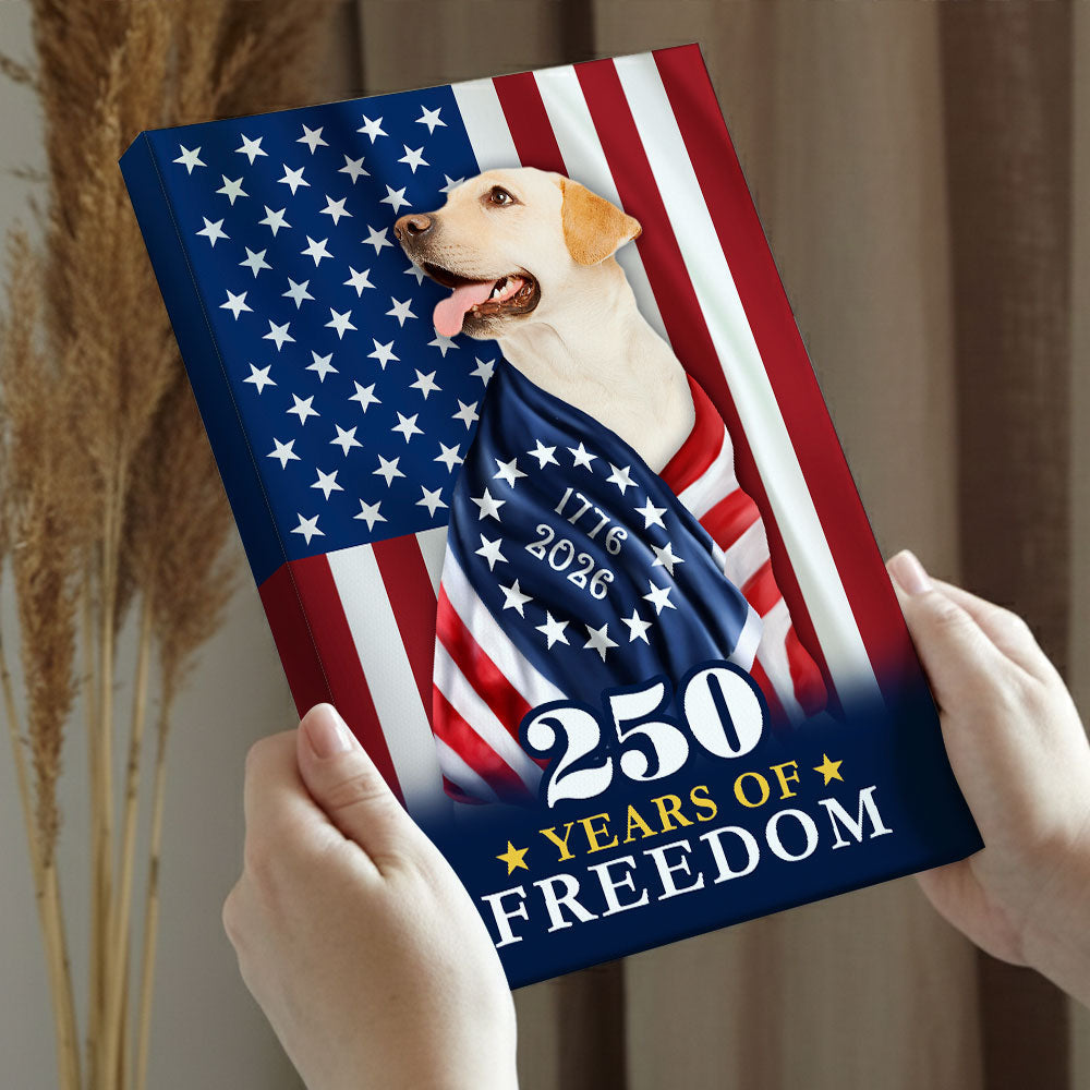 250 Years of Freedom Canvas Wall Art, Labrador Retriever Wrapped in Glory Decor