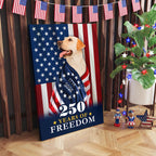 250 Years of Freedom Canvas Wall Art, Labrador Retriever Wrapped in Glory Decor