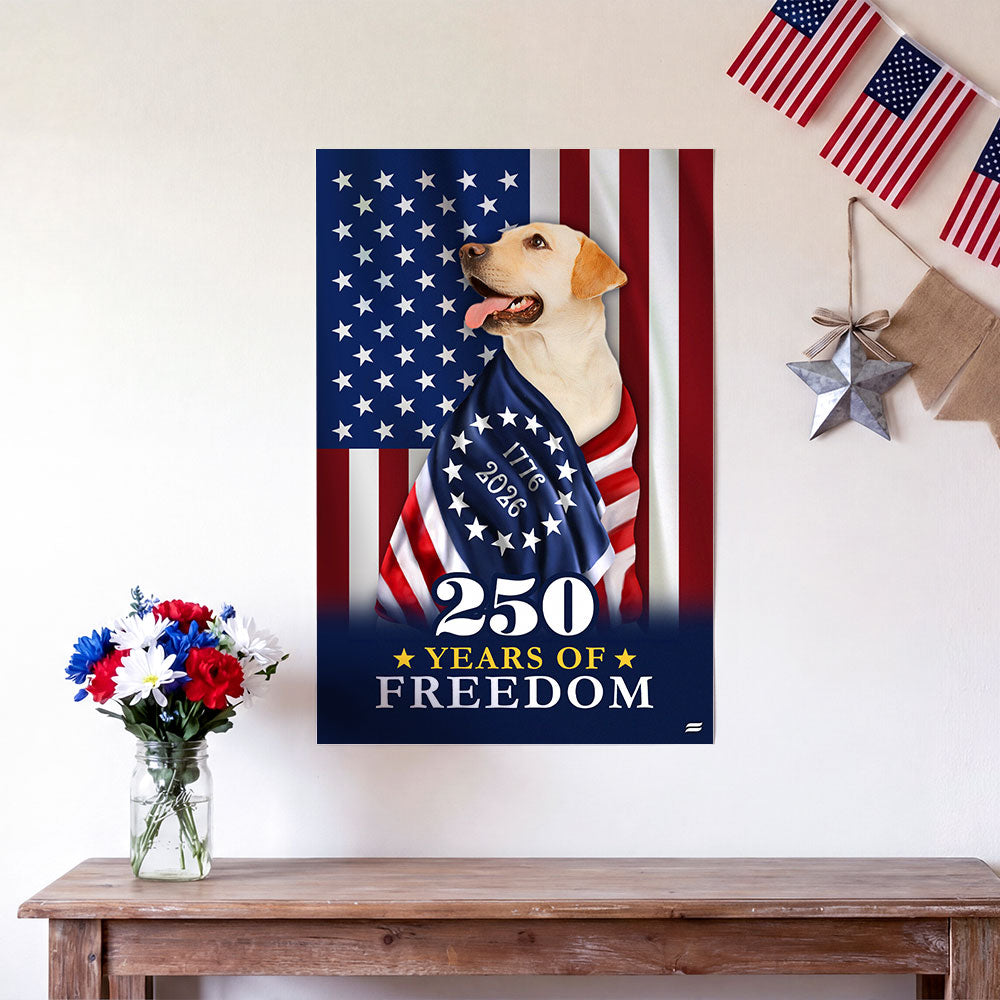 250 Years of Freedom Canvas Wall Art, Labrador Retriever Wrapped in Glory Decor