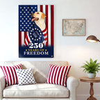 250 Years of Freedom Canvas Wall Art, Labrador Retriever Wrapped in Glory Decor