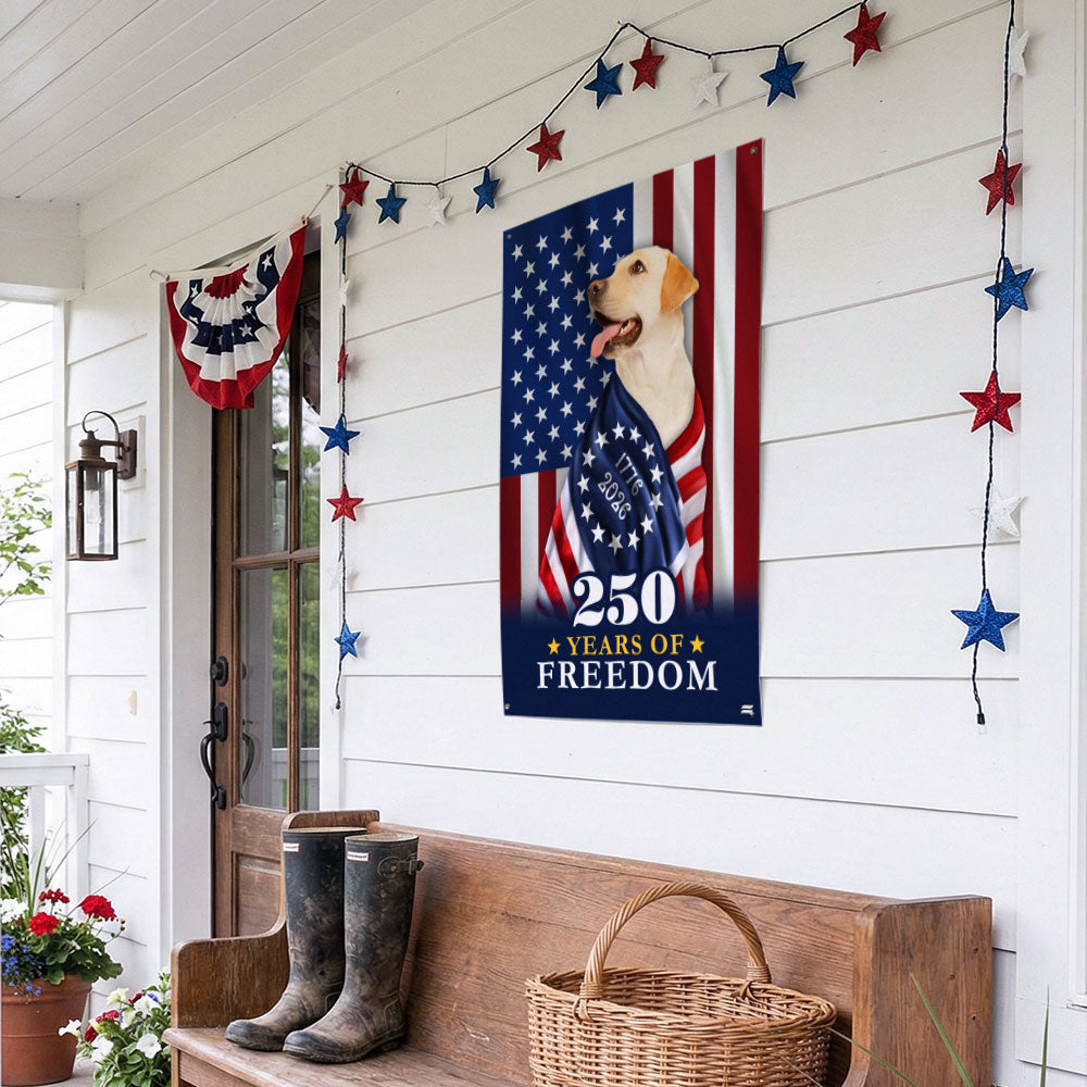250 Years of Freedom Canvas Wall Art, Labrador Retriever Wrapped in Glory Decor