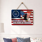 250 Years of Freedom Hanging Sign, Patriotic Eagle Hanging Wooden Sign