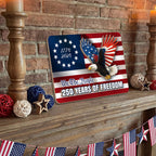 250 Years of Freedom Hanging Sign, Patriotic Eagle Hanging Wooden Sign