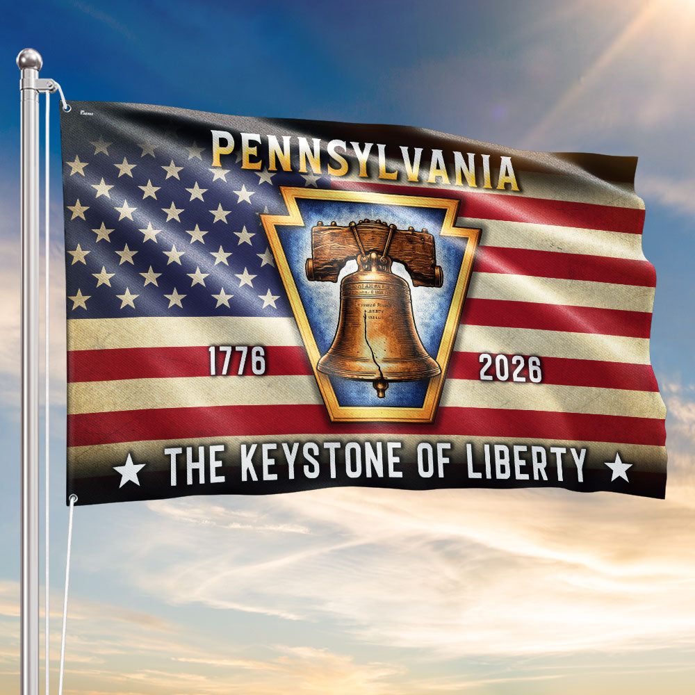 Pennsylvania Flag, 1776 2026 The Keystone of Liberty Grommet American Flag