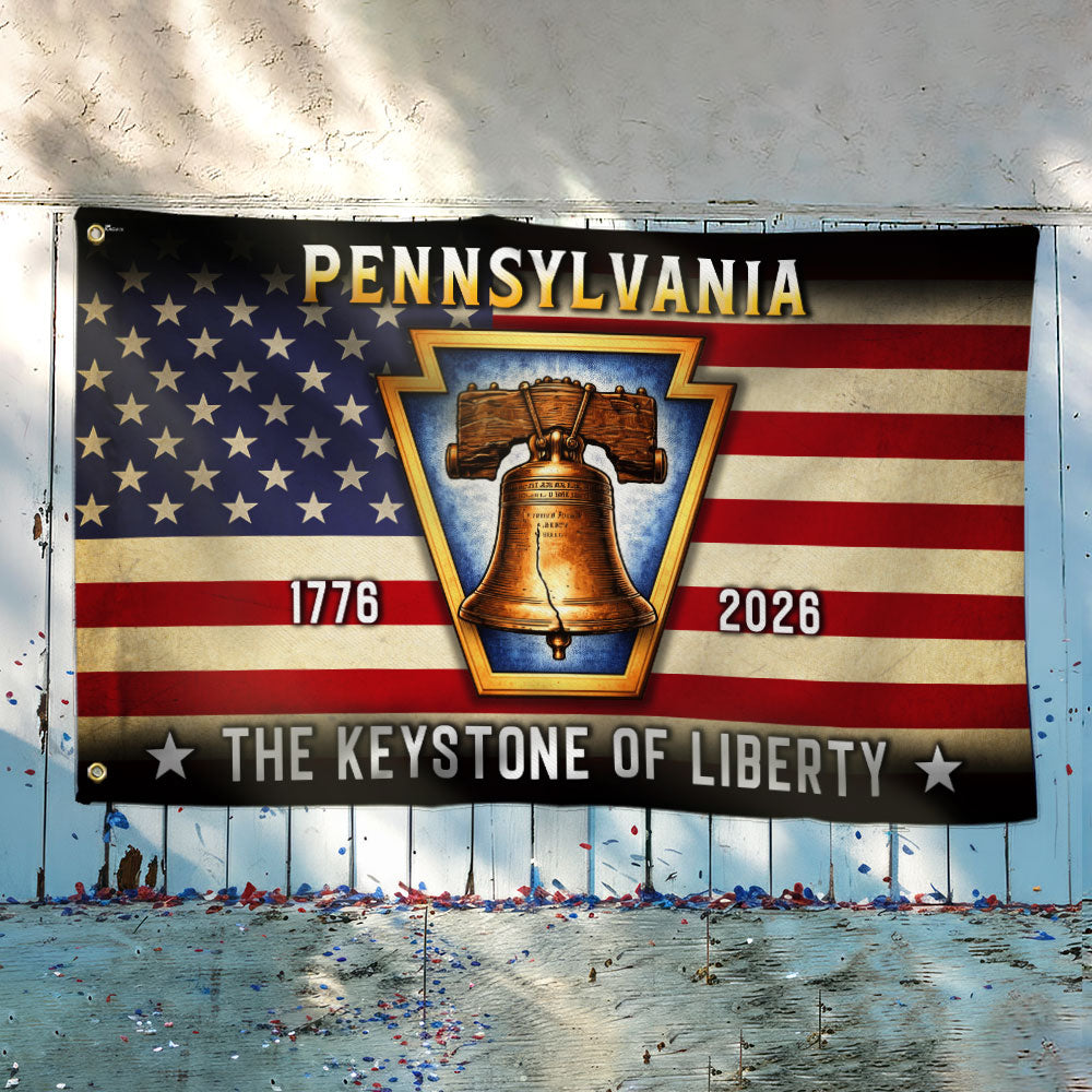 Pennsylvania Flag, 1776 2026 The Keystone of Liberty Grommet American Flag