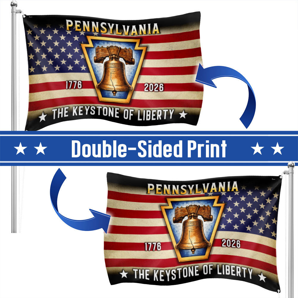 Pennsylvania Flag, 1776 2026 The Keystone of Liberty Grommet American Flag