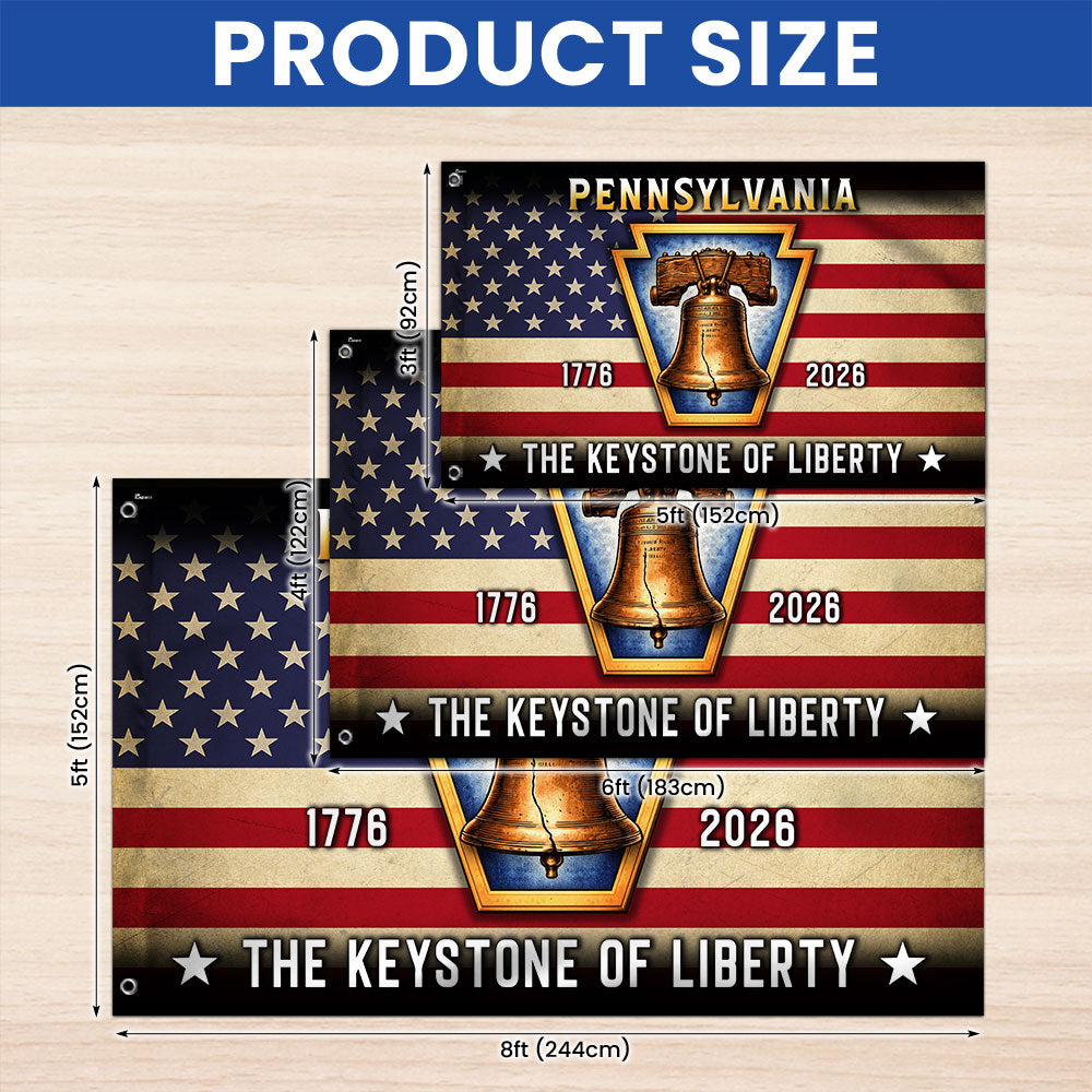 Pennsylvania Flag, 1776 2026 The Keystone of Liberty Grommet American Flag