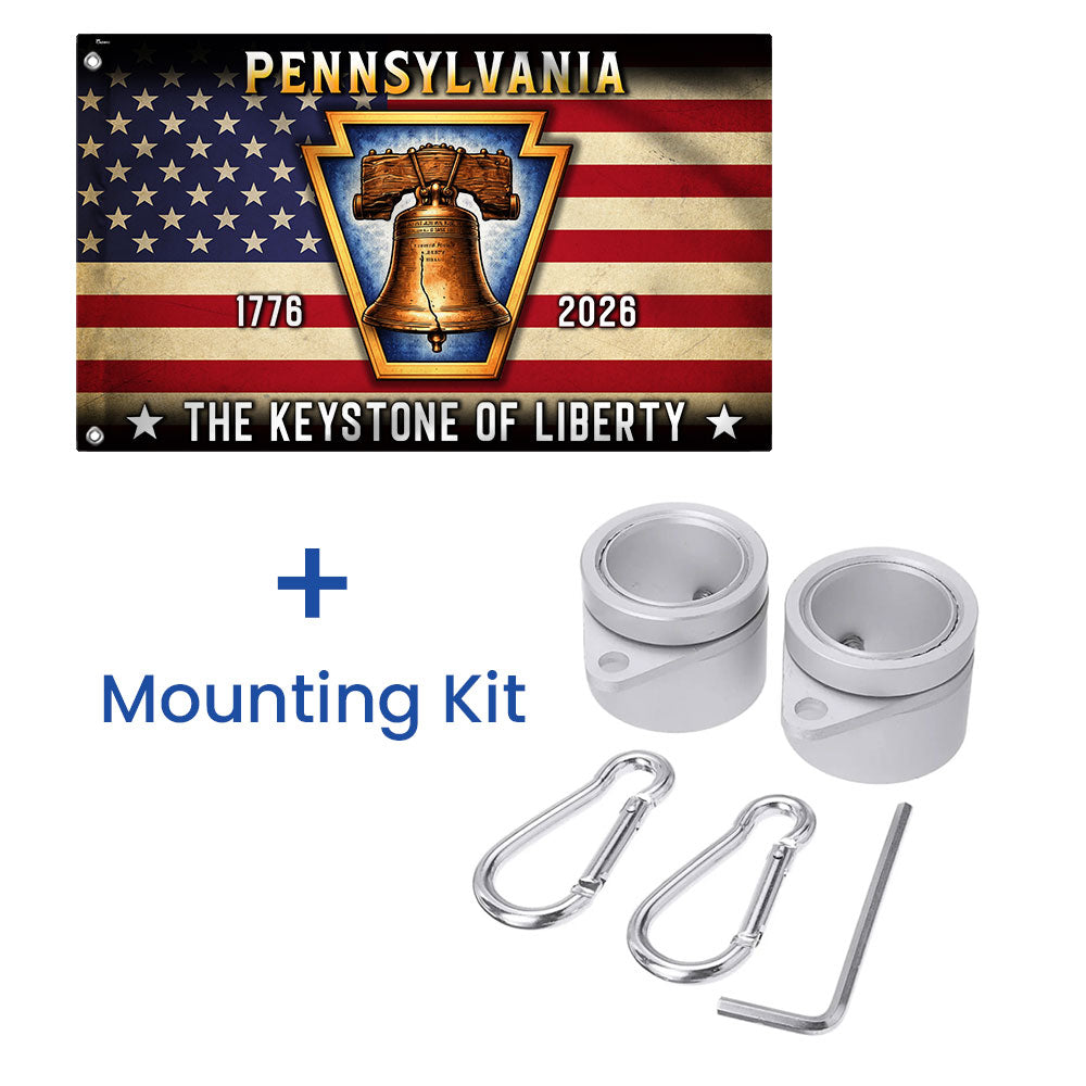 Pennsylvania Flag, 1776 2026 The Keystone of Liberty Grommet American Flag