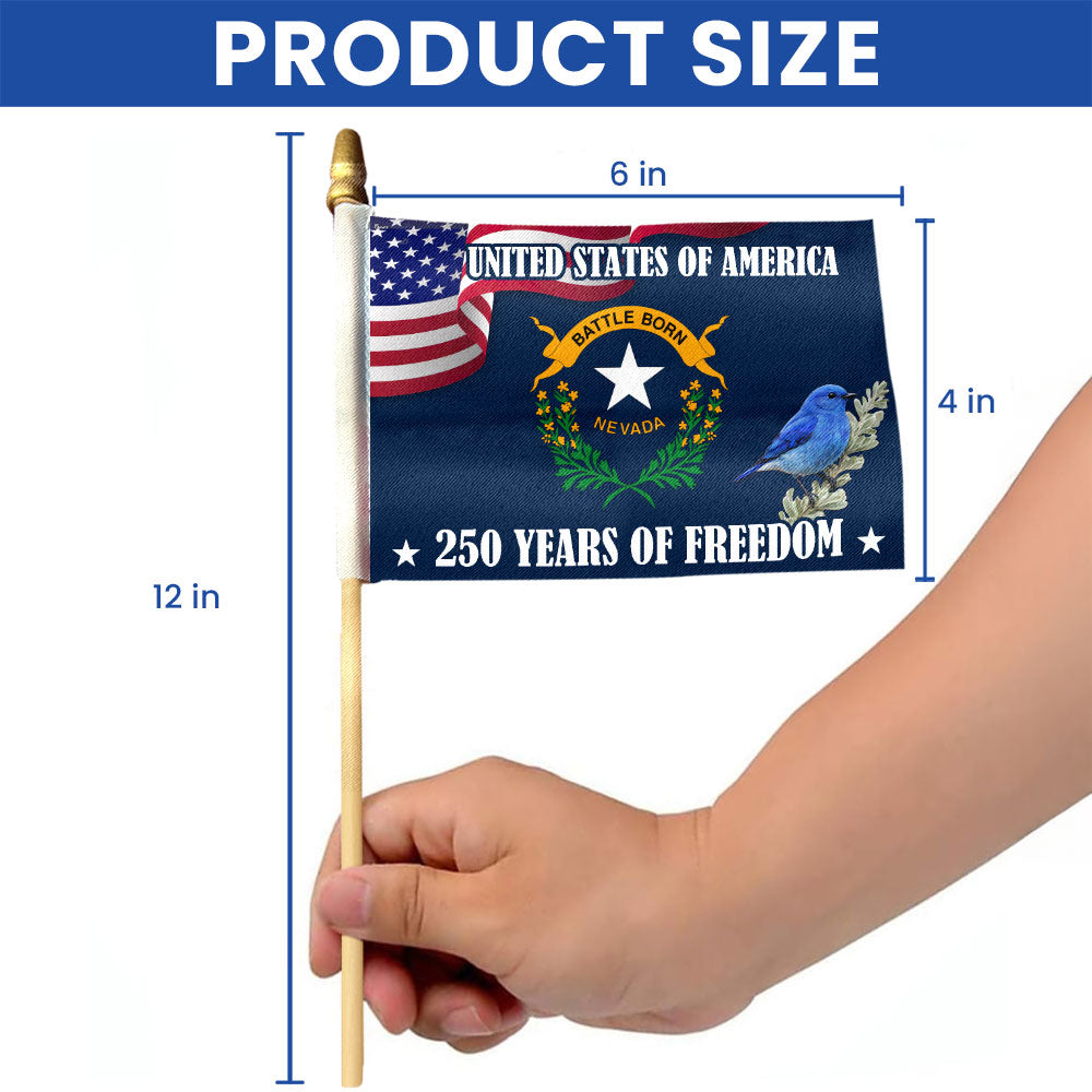 Nevada State Flag, 250 Years of Freedom Nevada State Handheld Flag