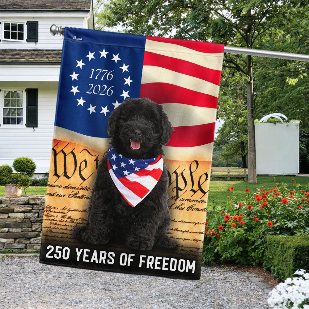 Black Goldendoodle Flag, 250 Years of Freedom American Flag