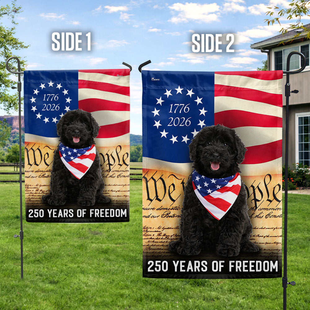 Black Goldendoodle Flag, 250 Years of Freedom American Flag
