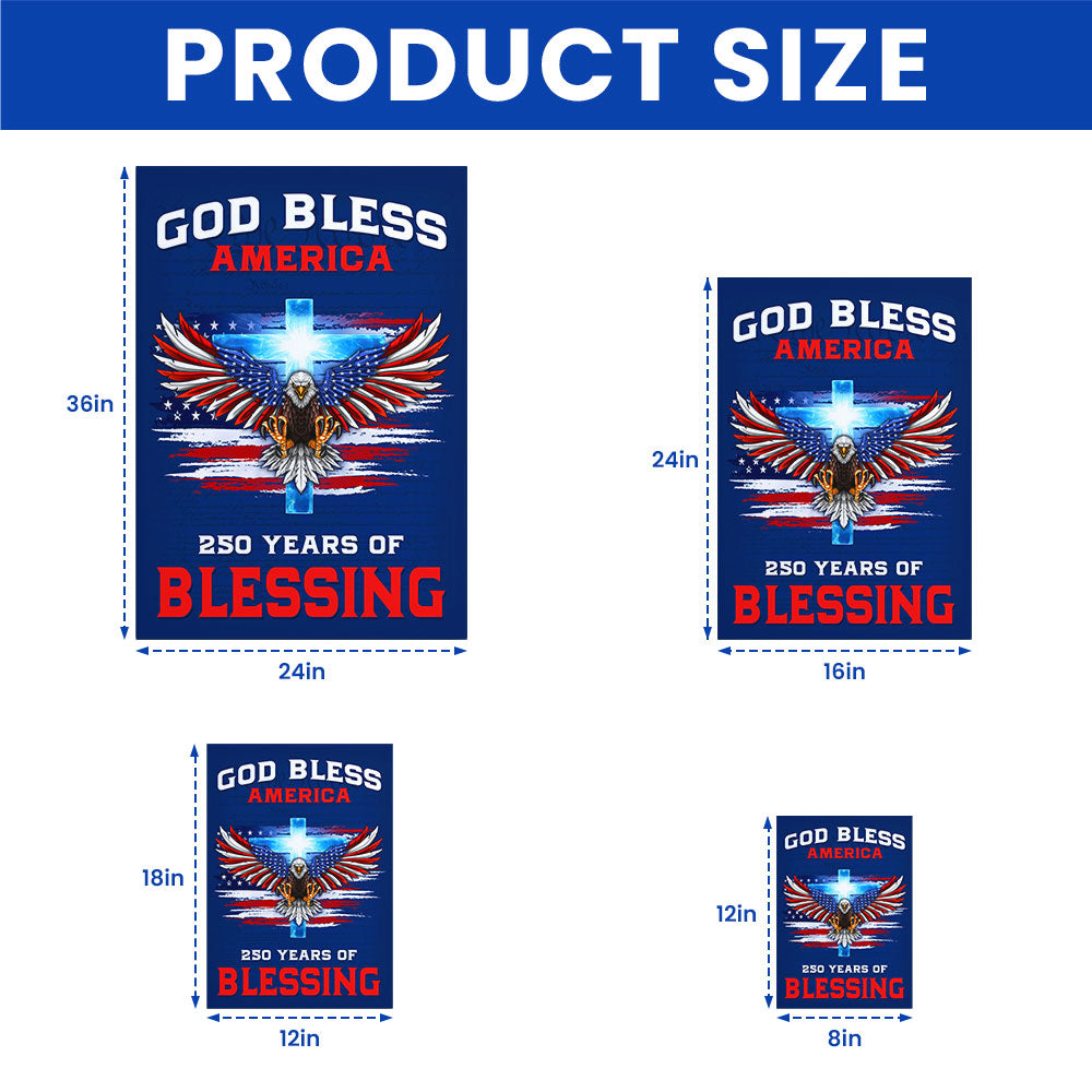 America 250th Canvas Wall Art, God Bless America with Eagle Cross Decor