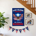 America 250th Canvas Wall Art, God Bless America with Eagle Cross Decor