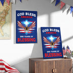 America 250th Canvas Wall Art, God Bless America with Eagle Cross Decor