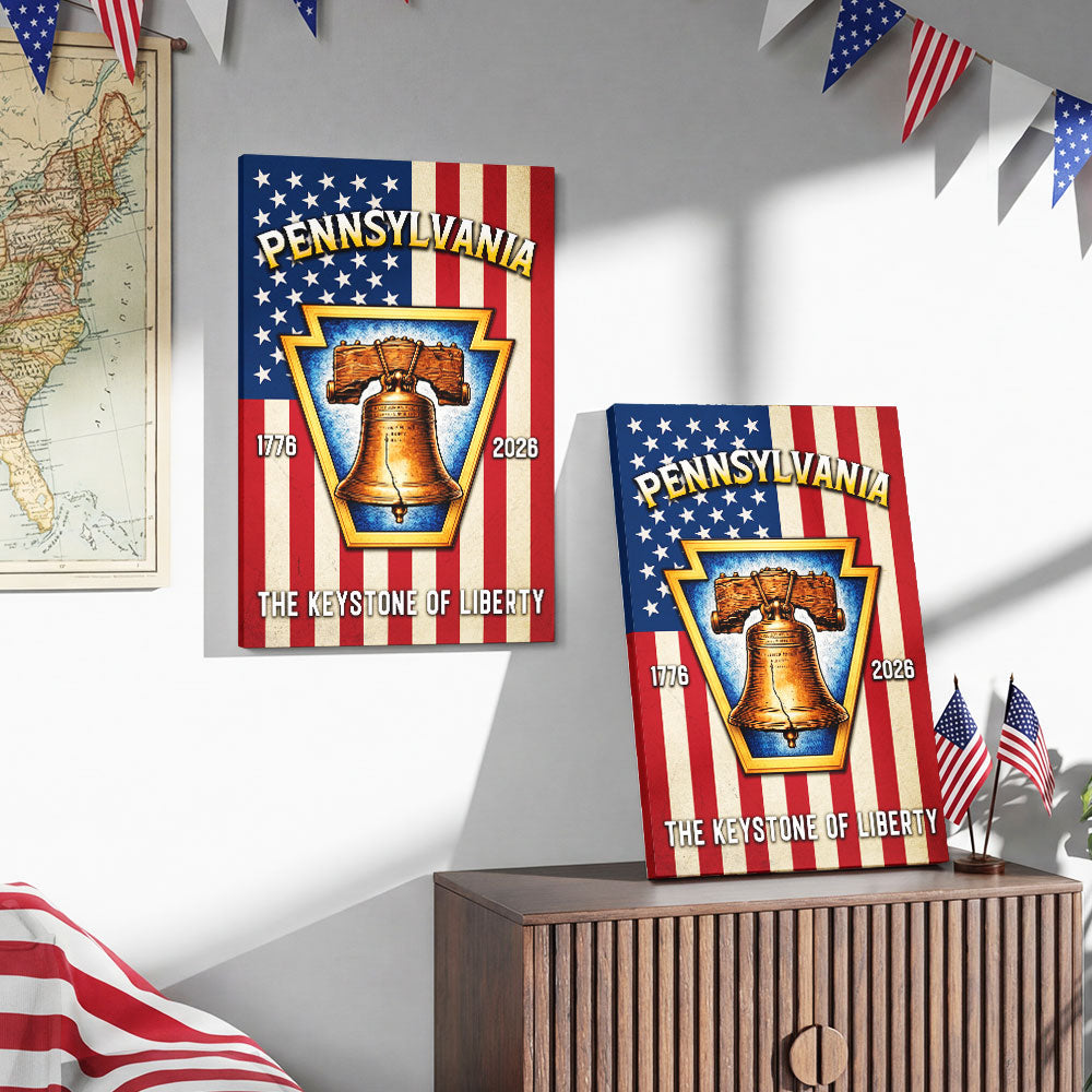 250th Anniversary Canvas Wall Art, Keystone of Liberty Patriotic Decor