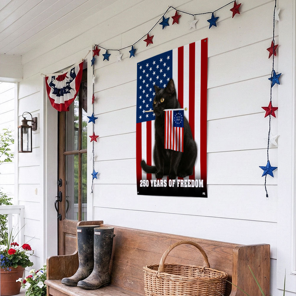 Black Cat Canvas Wall Art, 250 Years of Freedom Historic USA Decor