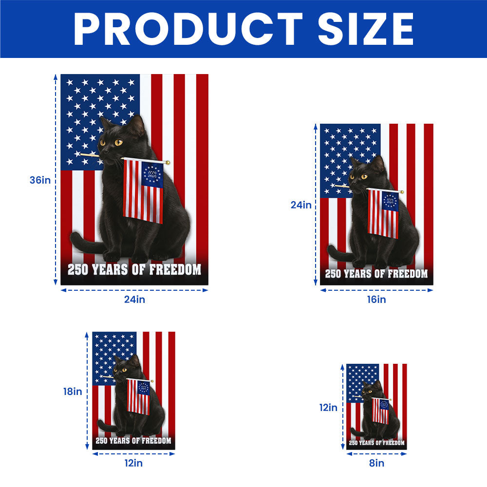 Black Cat Canvas Wall Art, 250 Years of Freedom Historic USA Decor