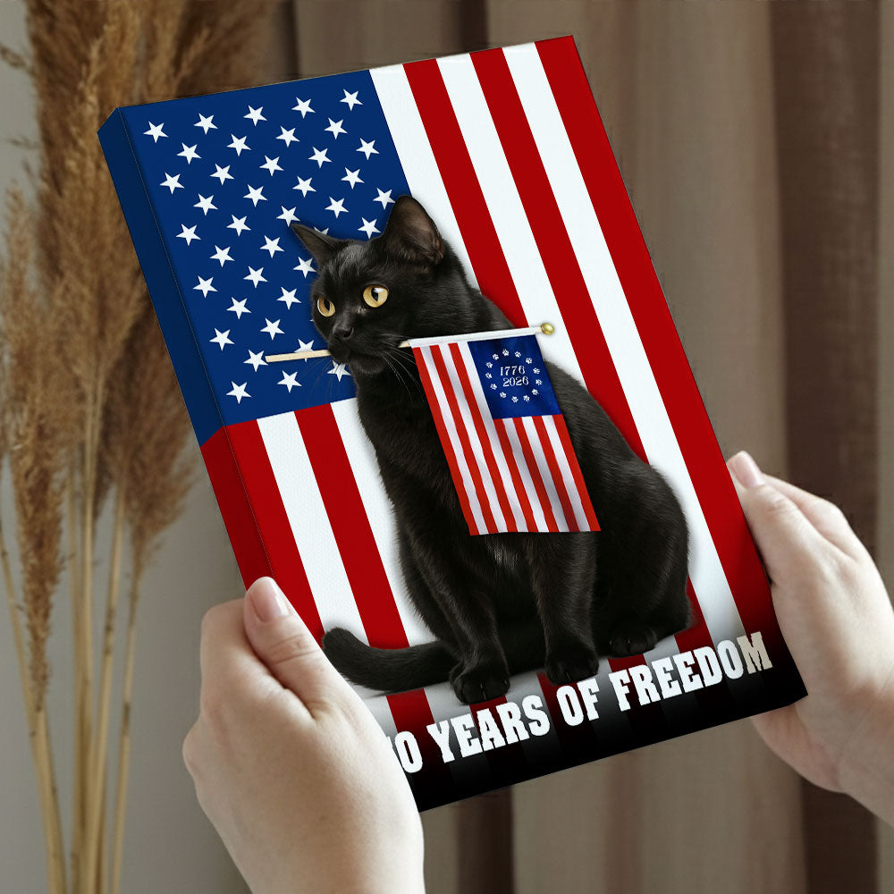 Black Cat Canvas Wall Art, 250 Years of Freedom Historic USA Decor