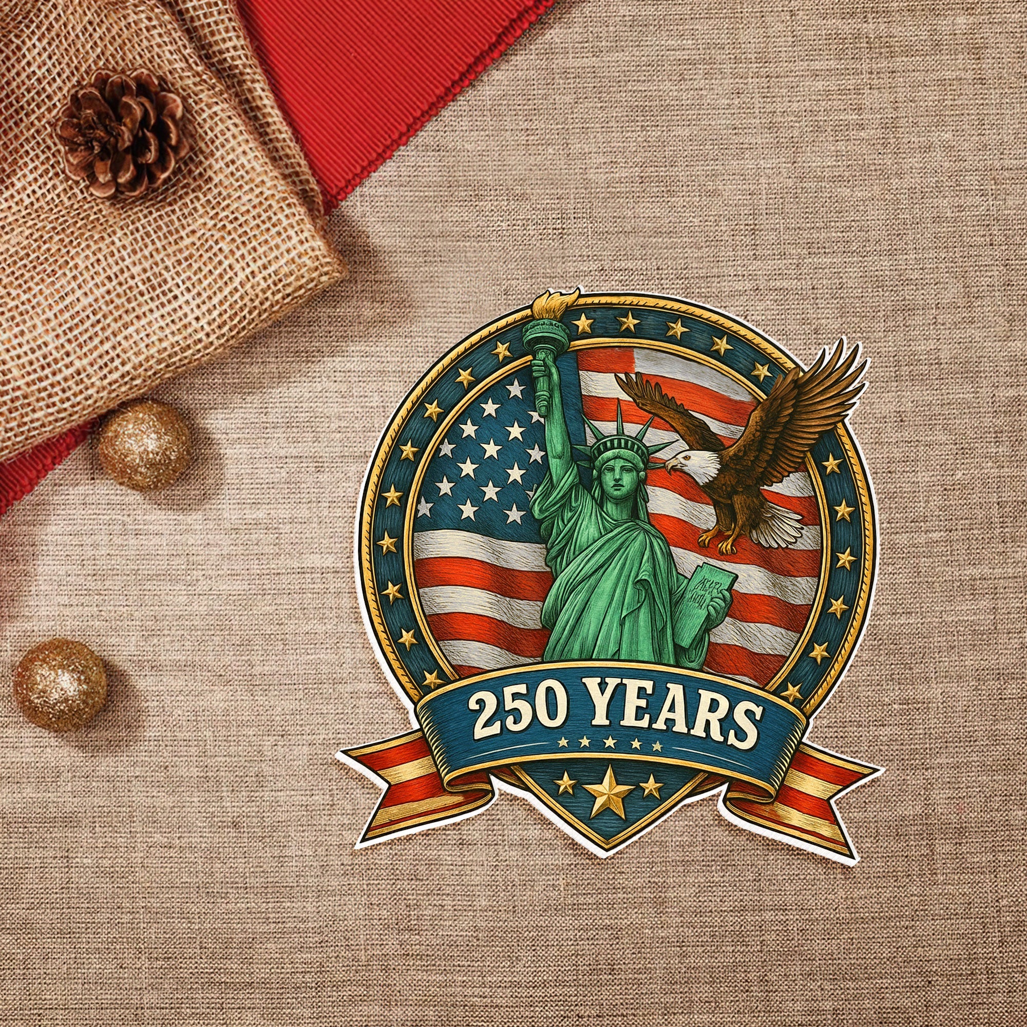 250 Years Ornament | Patriotic Liberty with Eagle Independence Day Decor