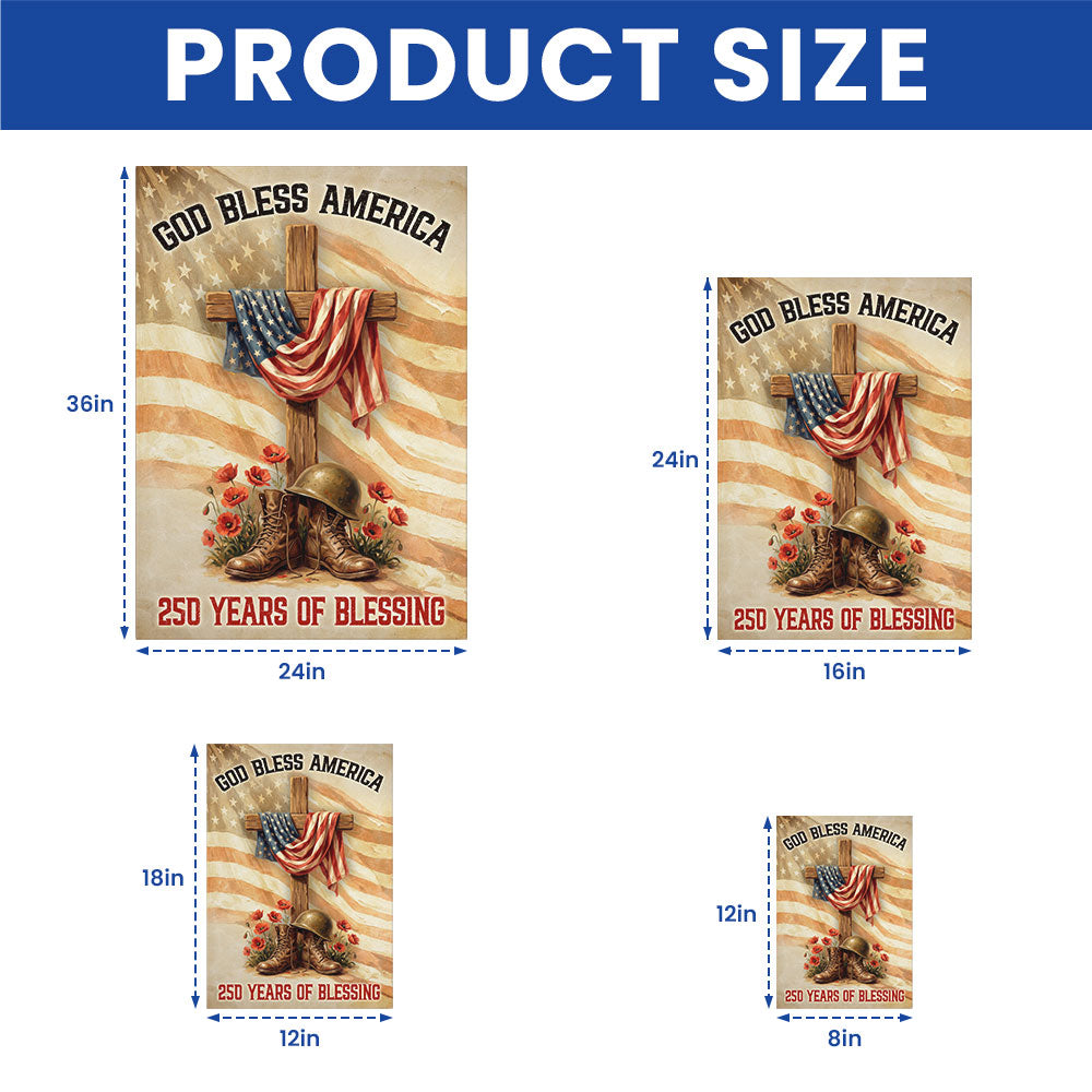 250 Years of Blessing Canvas Wall Art, God Bless America Christian Decor