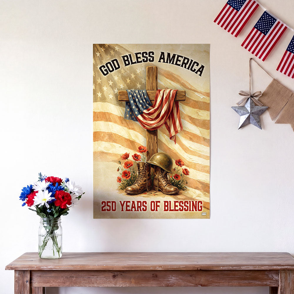250 Years of Blessing Canvas Wall Art, God Bless America Christian Decor