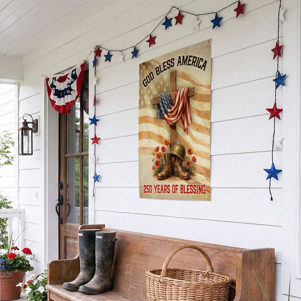 250 Years of Blessing Canvas Wall Art, God Bless America Christian Decor