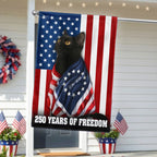 250 Years of Freedom Flag, 1776 2026 Black Cat Wrapped in Glory US Flag