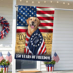 250 Years of Freedom Flag, Golden Retriever Wrapped in Glory US Flag