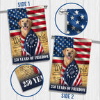 250 Years of Freedom Flag, Golden Retriever Wrapped in Glory US Flag