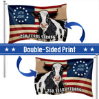 250 Years Strong Dairy Cow American Grommet Flag for Farm Patriotic Decor