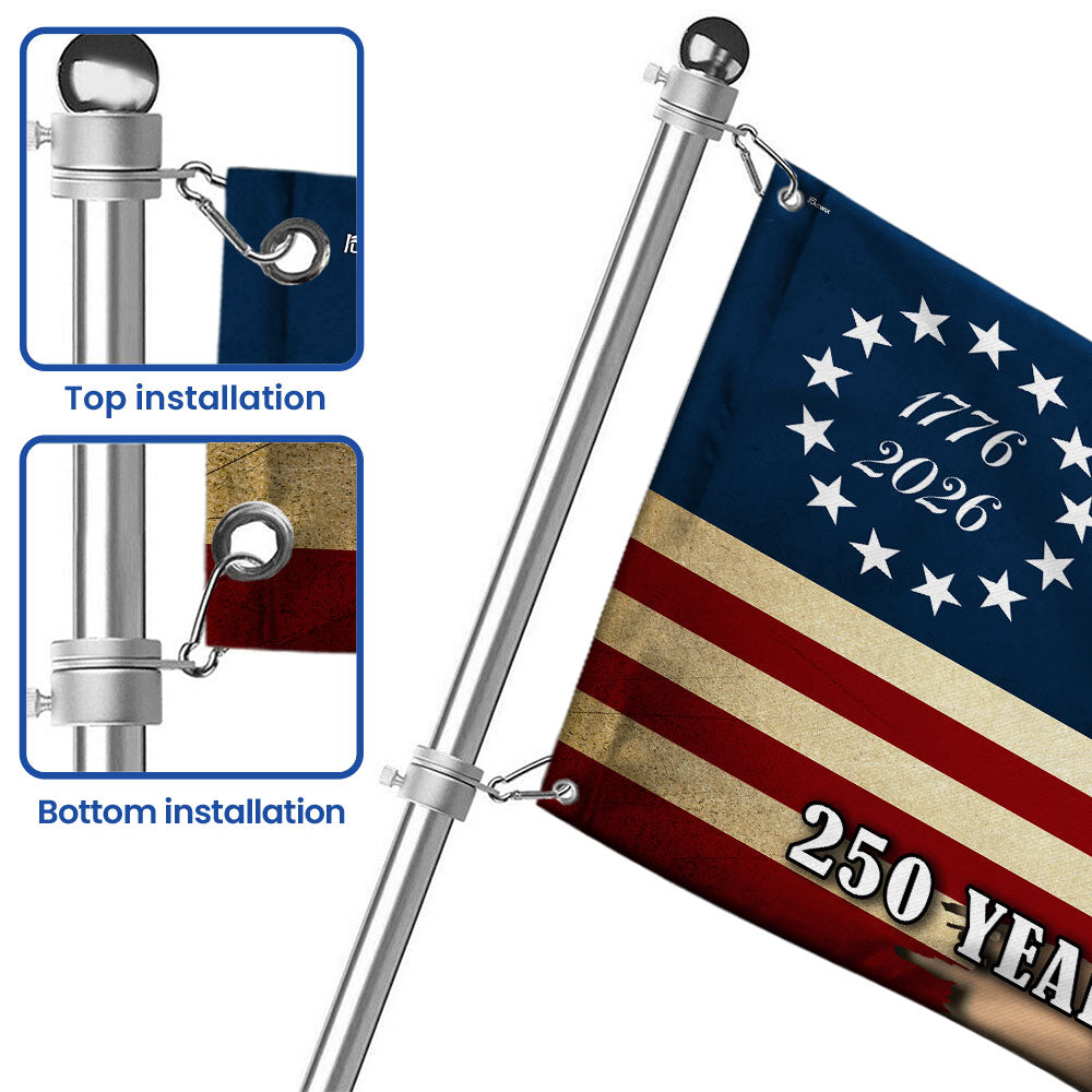 250 Years Strong Dairy Cow American Grommet Flag for Farm Patriotic Decor