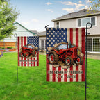 Tractor Farmer Flag, 250 Years of Freedom Red Tractor US Flag