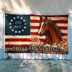 Horse American Grommet Flag, 250 Years Strong Horse Farmhouse Decor