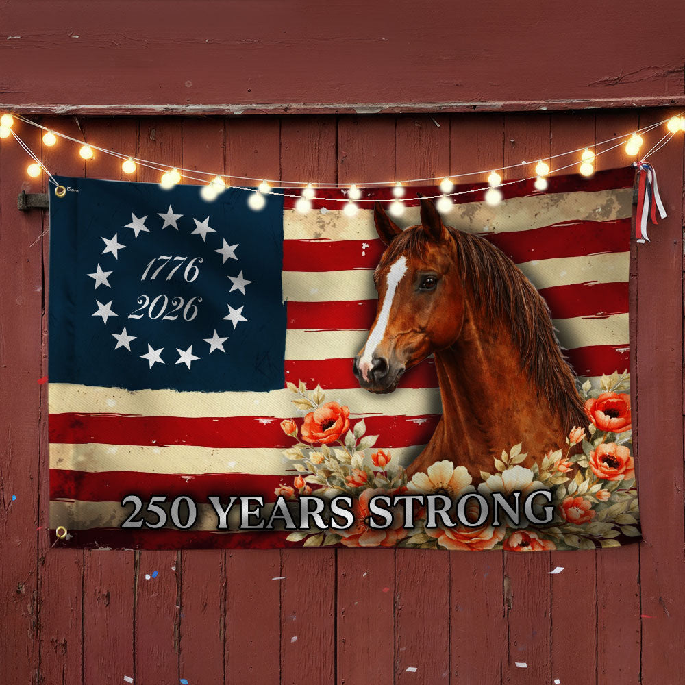 Horse American Grommet Flag, 250 Years Strong Horse Farmhouse Decor
