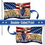 Patriotic Dog US Flag, 250 Years of Freedom We The People Grommet Flag
