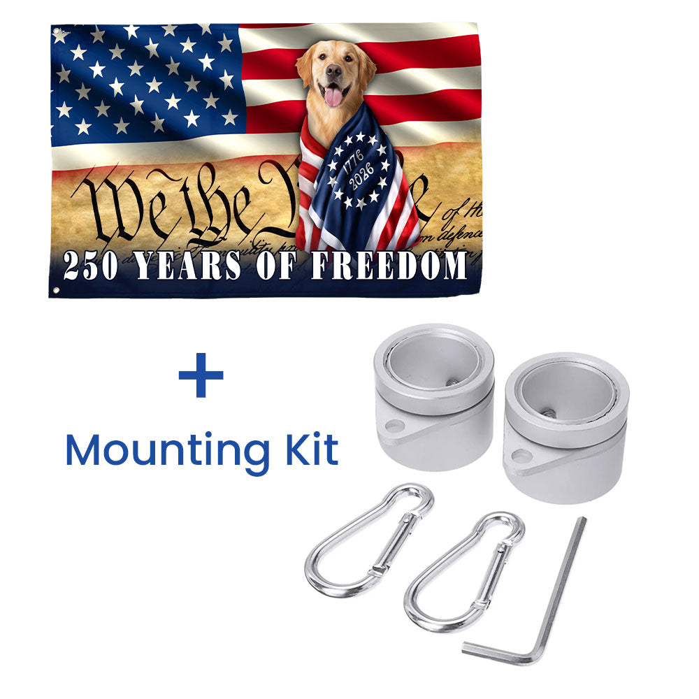 Patriotic Dog US Flag, 250 Years of Freedom We The People Grommet Flag
