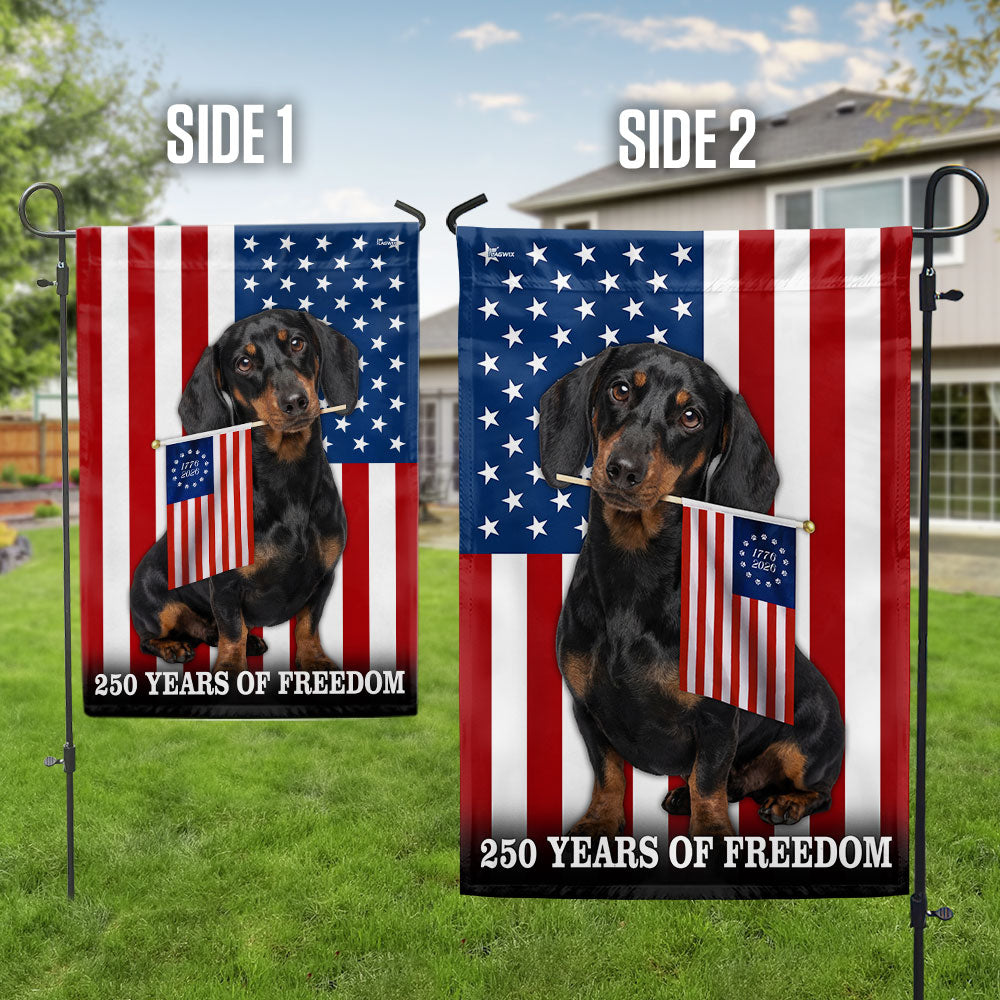 Dog American Flag, 250 Years of Freedom Dachshund Dog US Flag