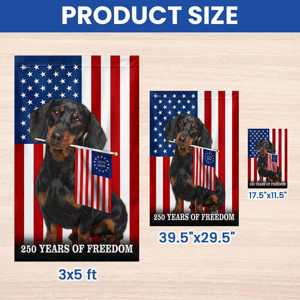 Dog American Flag, 250 Years of Freedom Dachshund Dog US Flag