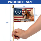 Horse American Flag, 250 Years Strong Patriotic Horse Handheld Flag