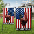 Chicken Rooster American Flag, 250 Years of Freedom Farm Flag