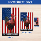 Chicken Rooster American Flag, 250 Years of Freedom Farm Flag