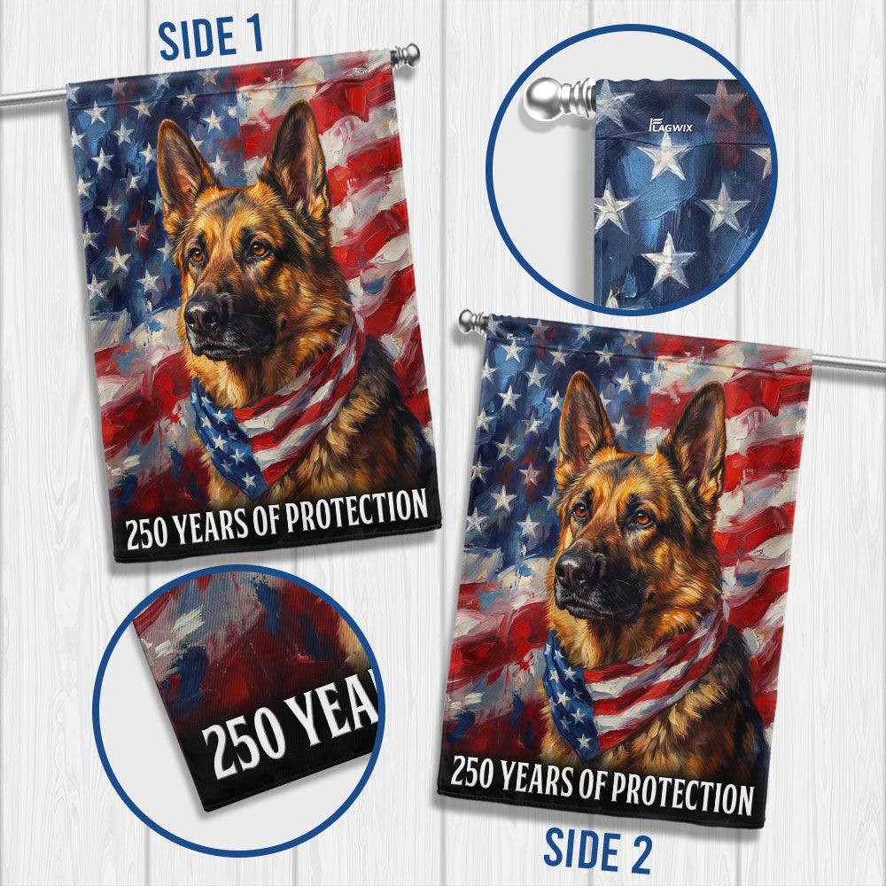 Dog American Flag, 250th Anniversary German Shepherd Patriot US Flag